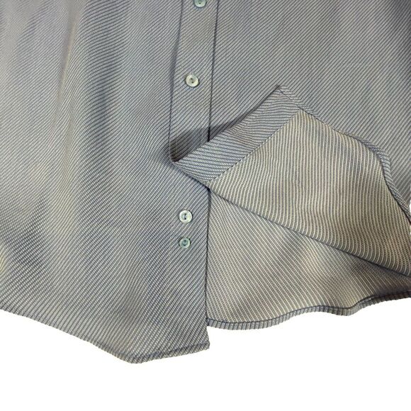 Bugatchi Uomo Long Sleeve Shirt Small Super Soft Modal Poly Blend Blue Textured - Picture 9 of 10